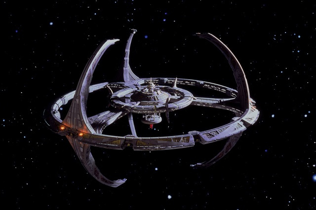 A picture of the space station DS9, a tacky Cardassian fascist eyesore