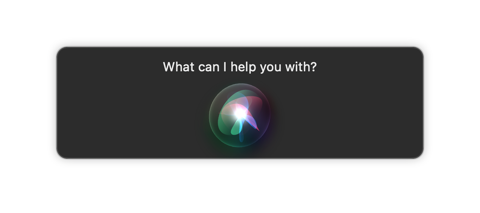 Image of the Siri icon asking 'What can I help with'